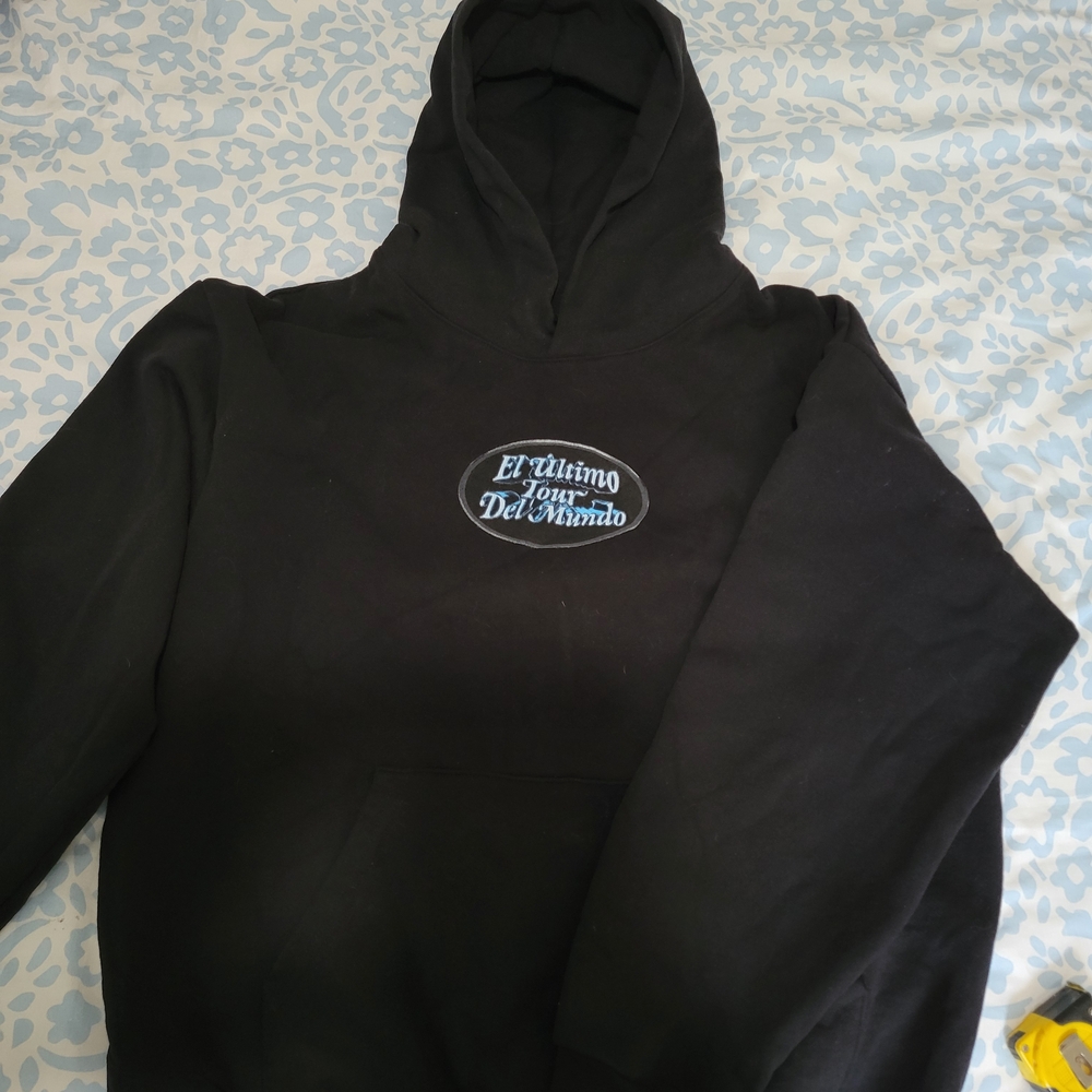 Bad Bunny Hoodie Black Hoodie with Embroidered Logo